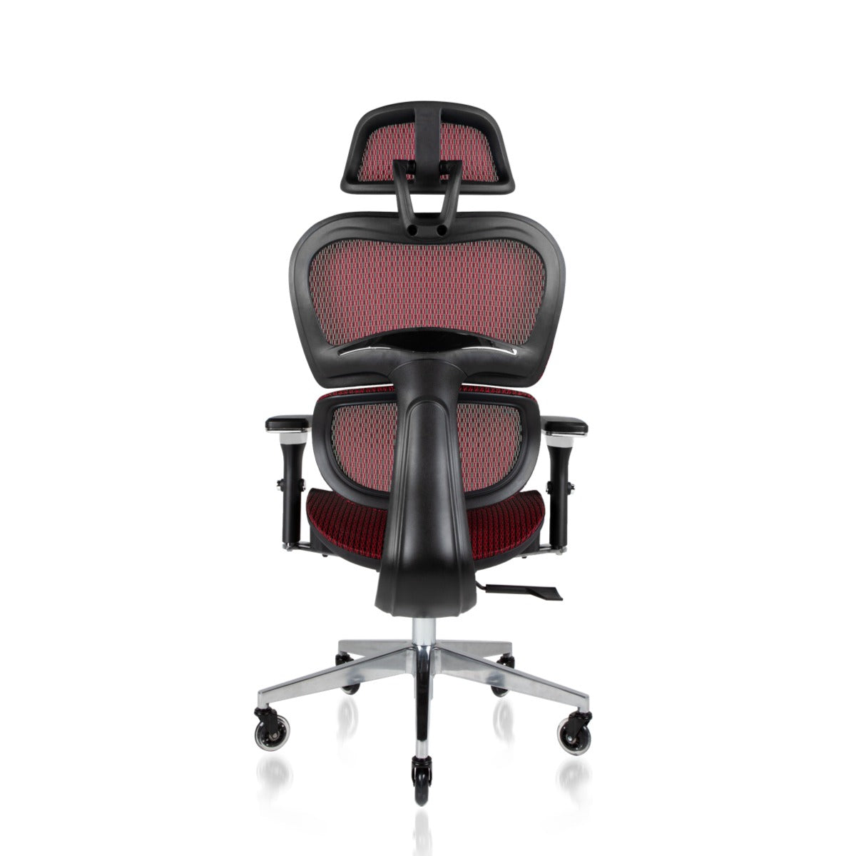 NHO-0001BG-V2,Black and red office chair on a white background