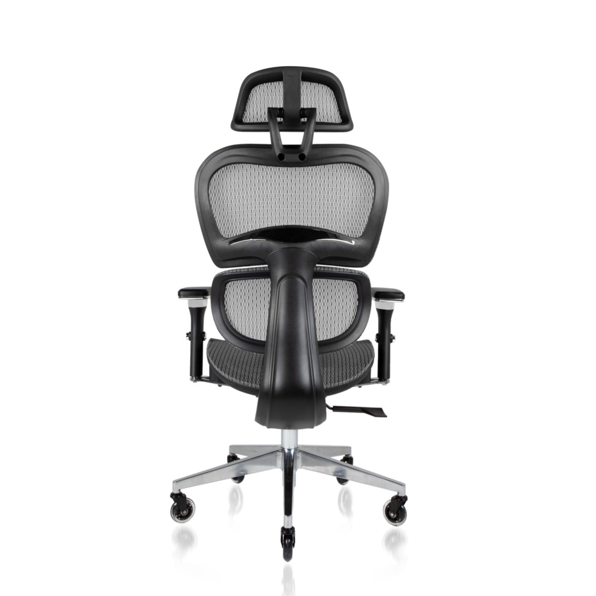 NHO-0001GR-V2, Gray ergonomic office chair on a white background