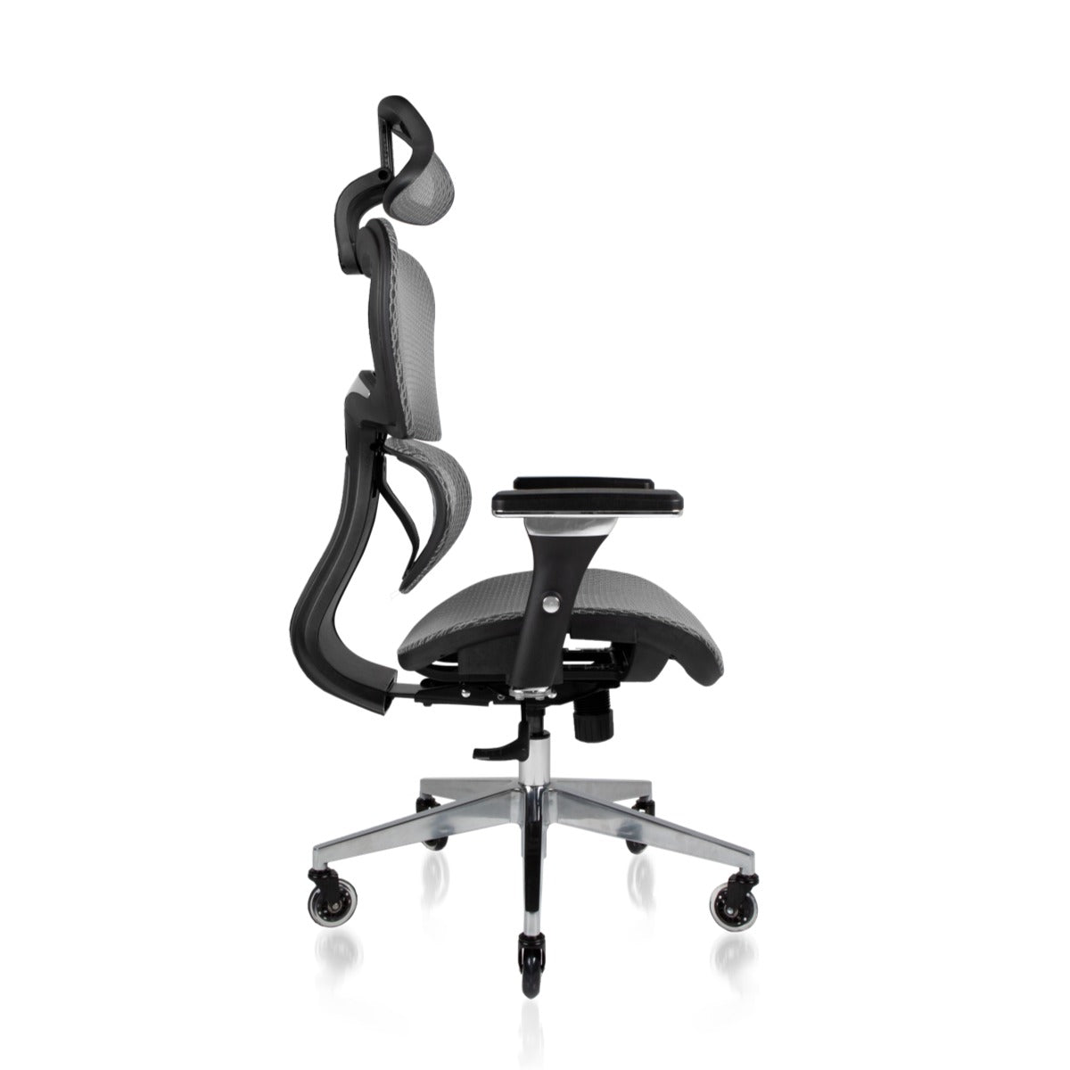 NHO-0001GR-V2, Modern office chair with adjustable backrest on a white background