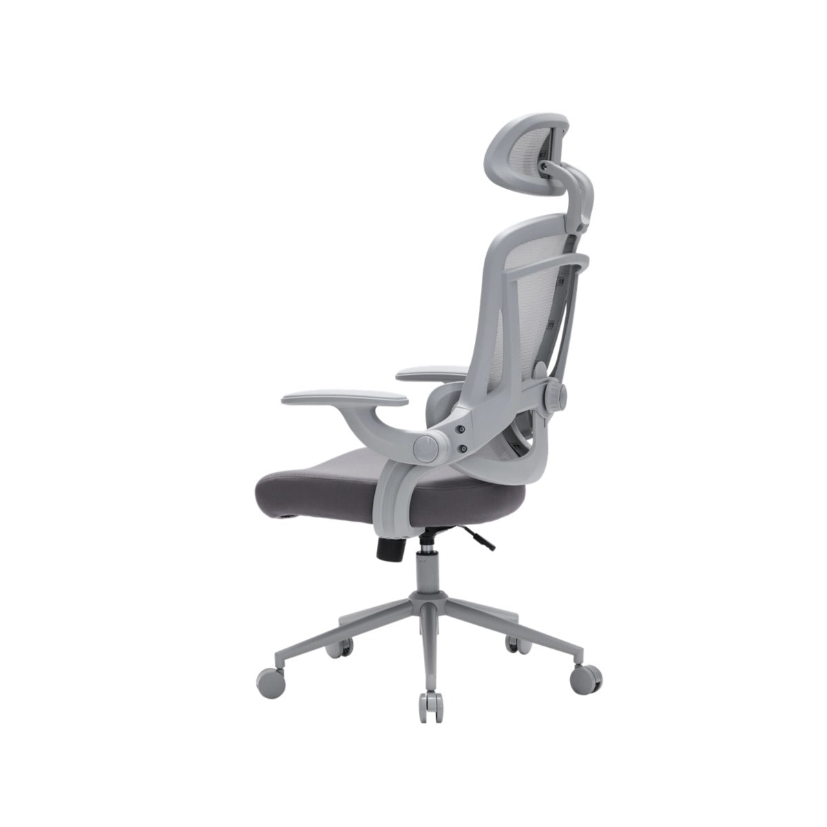 NHO-0013GR,Gray office chair with headrest on a white background