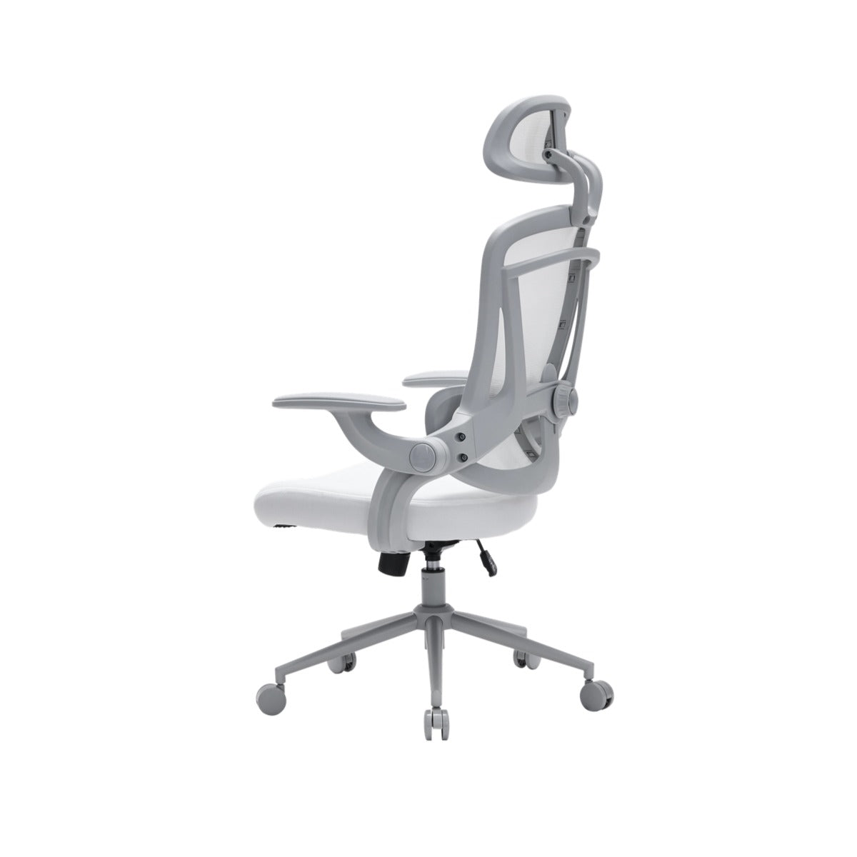 NHO-0013WH,White office chair with mesh back on a white background