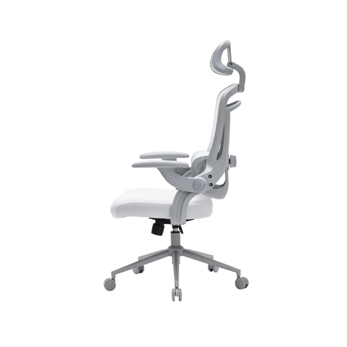 NHO-0013WH,White office chair with adjustable backrest on a white background