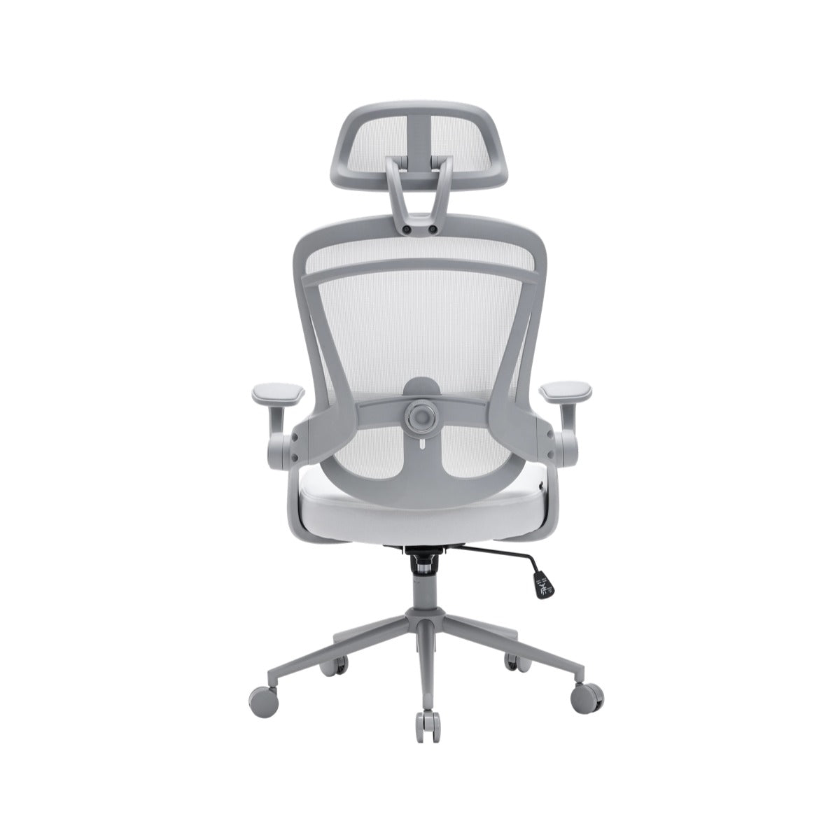 NHO-0013WH,White office chair with mesh back on a white background