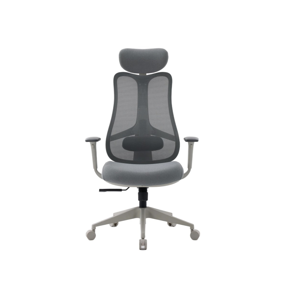 NHO-0024GR,Gray office chair with mesh back on a white background