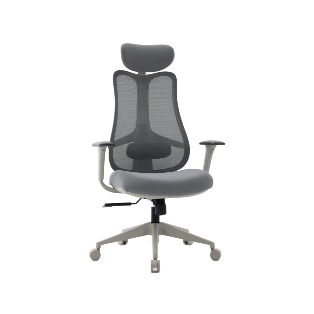 NHO-0024GR,Gray office chair with mesh back on a white background