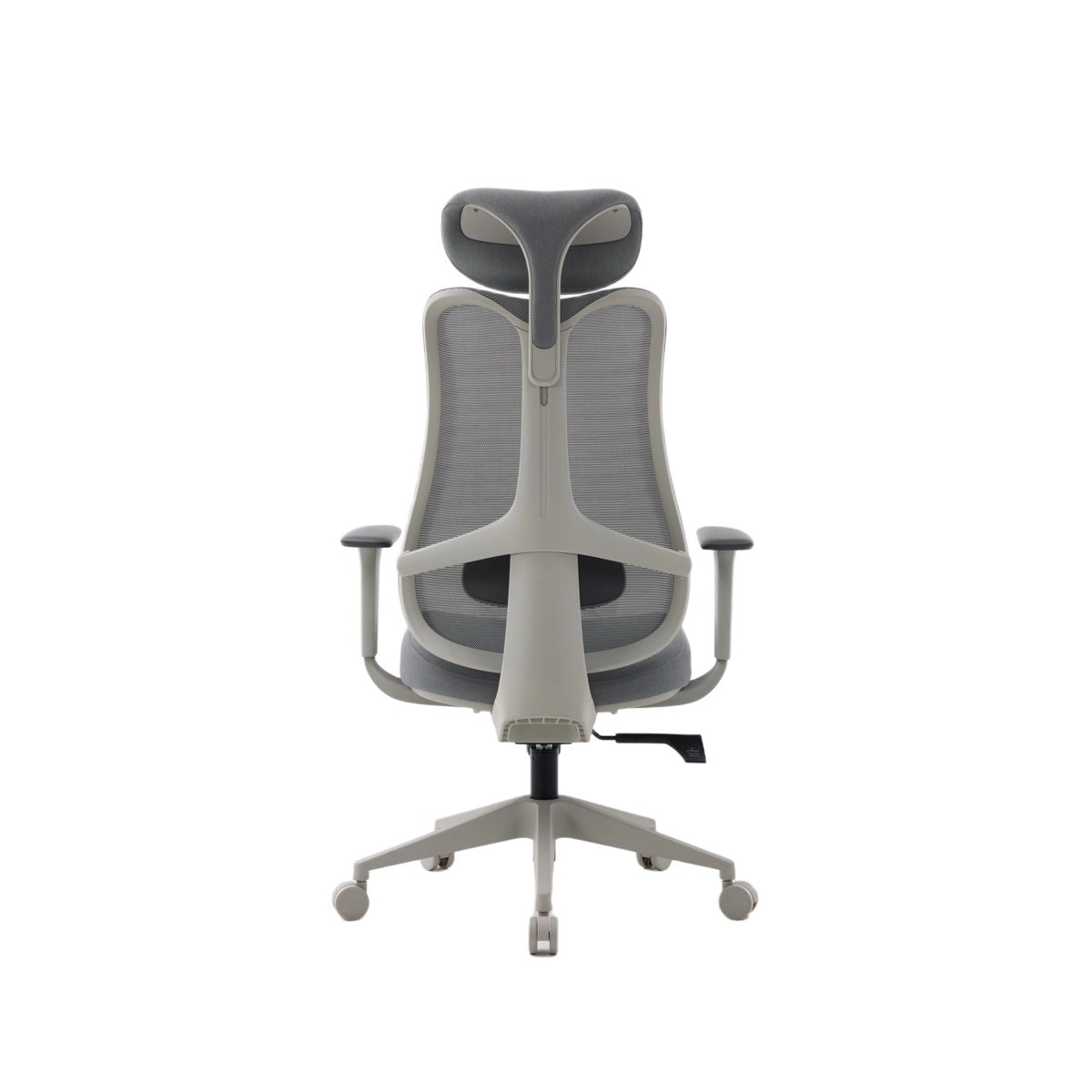 NHO-0024GR,Gray office chair with headrest on a white background