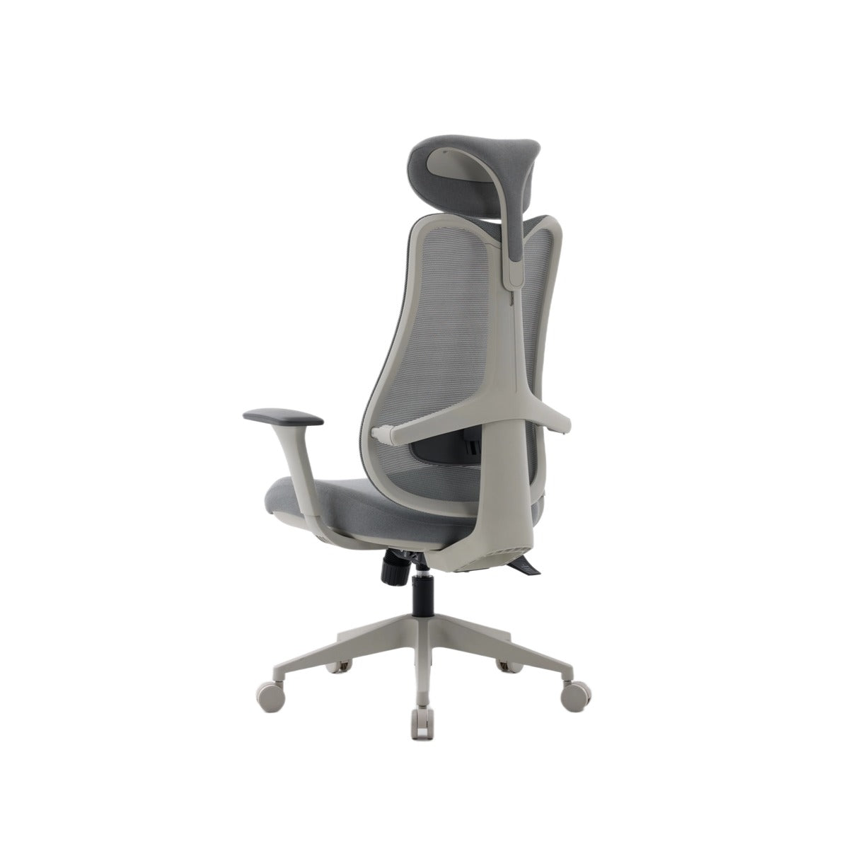 NHO-0024GR,Gray office chair with mesh back on a white background
