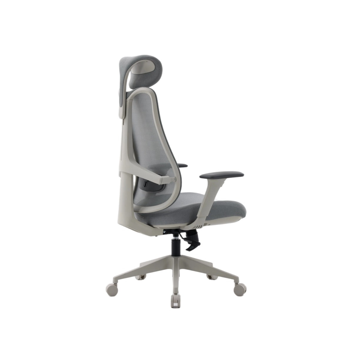 NHO-0024GR,Gray office chair with mesh back on a white background