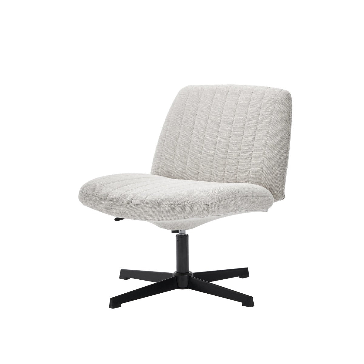 NHO-0012WH,White swivel chair with quilted design on a white background