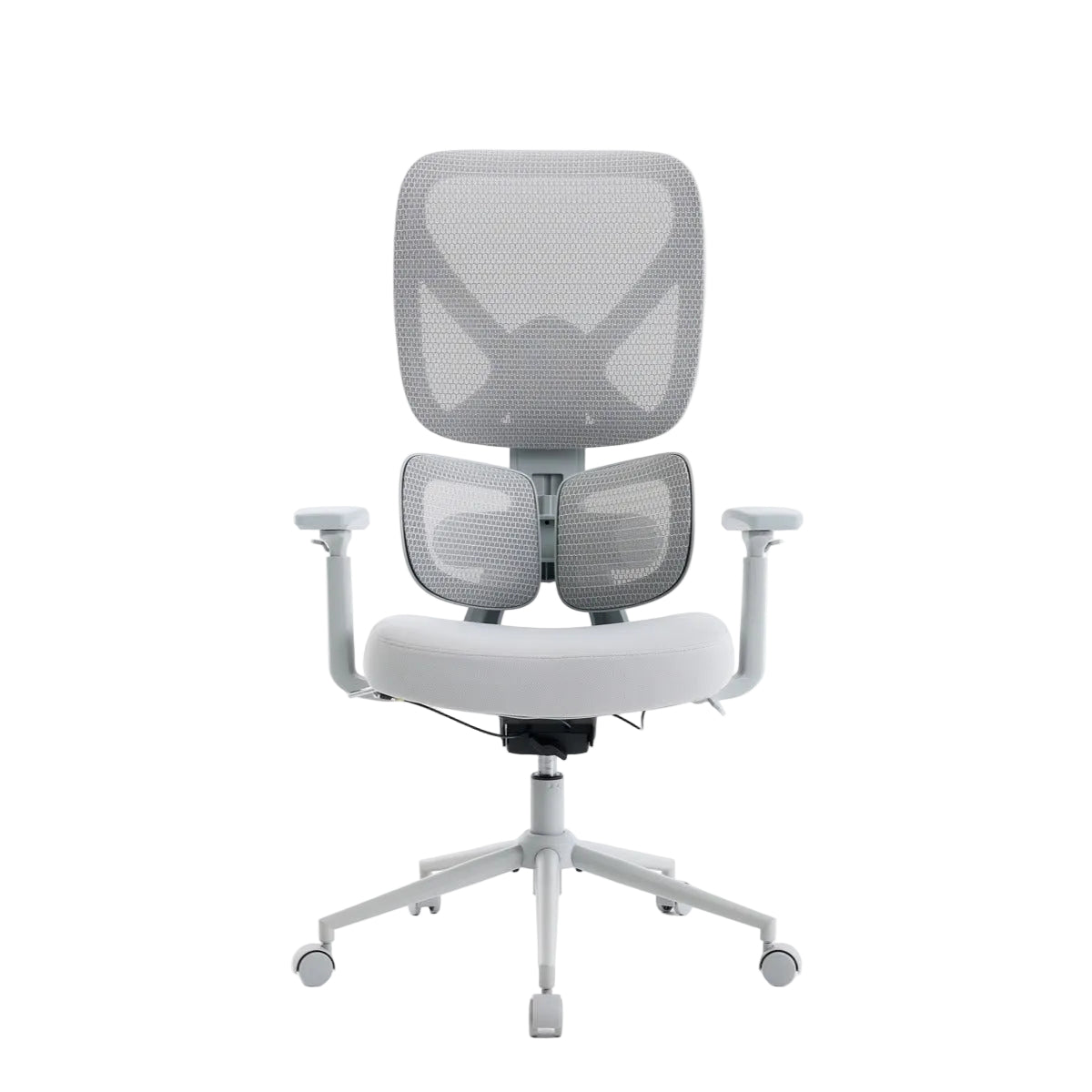 NHO-0023GR,Gray office chair with mesh back and seat on a white background