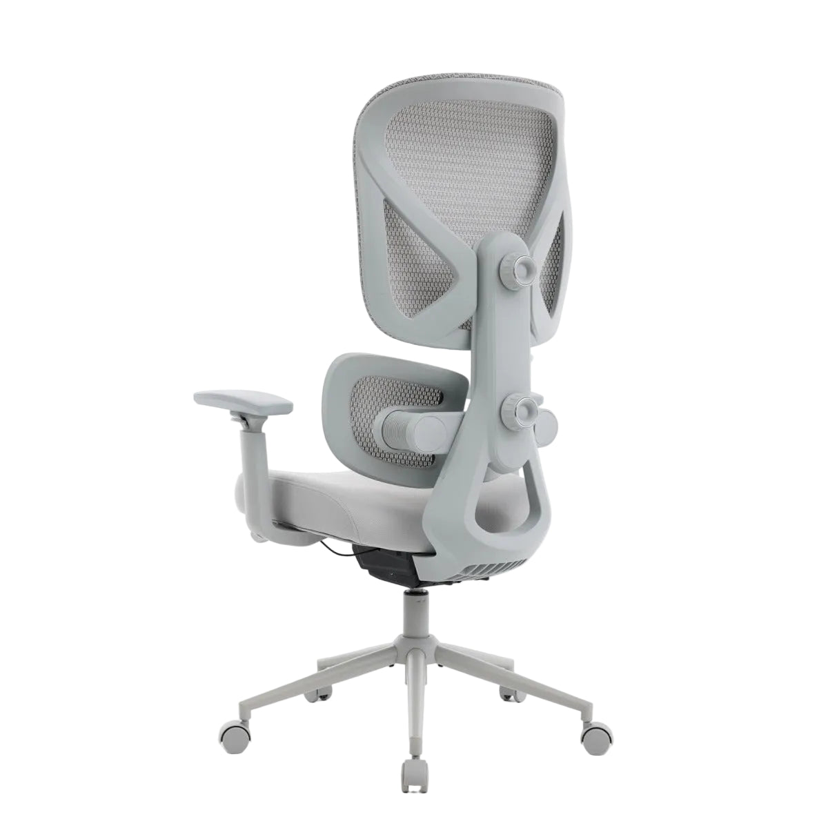 NHO-0023GR,Gray office chair with mesh back on a white background