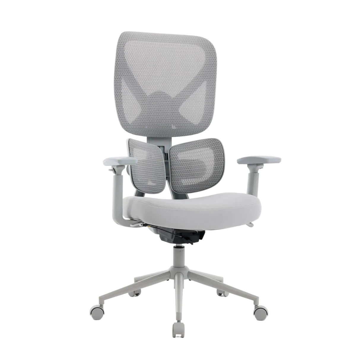 NHO-0023GR,Gray office chair with mesh back and seat on a white background