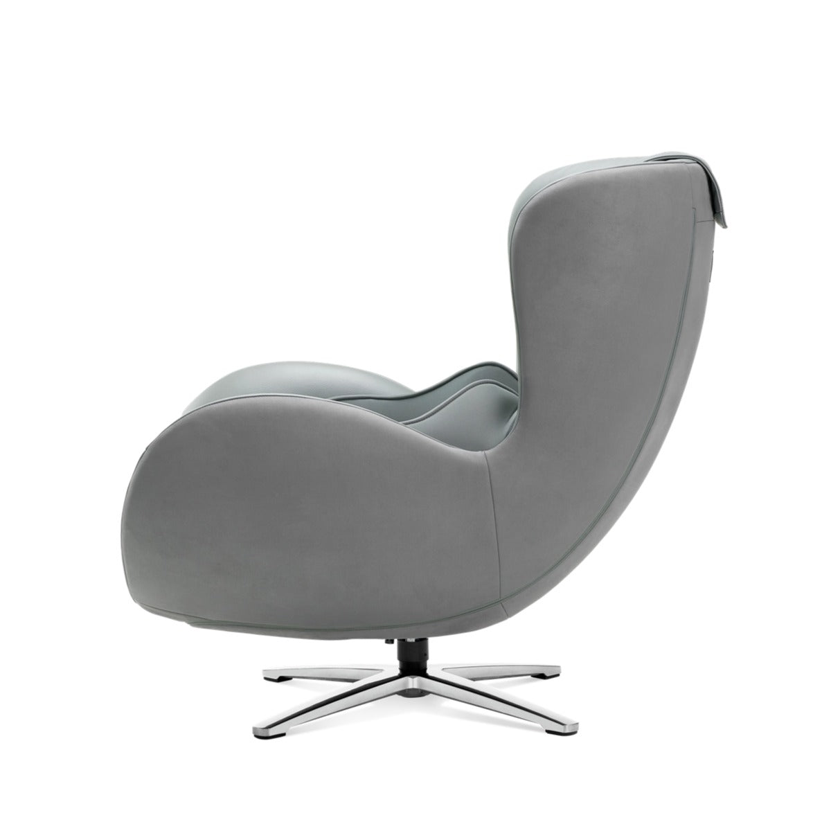 N-0003AG-V2,Ash Gray armchair with a chrome base on a white background