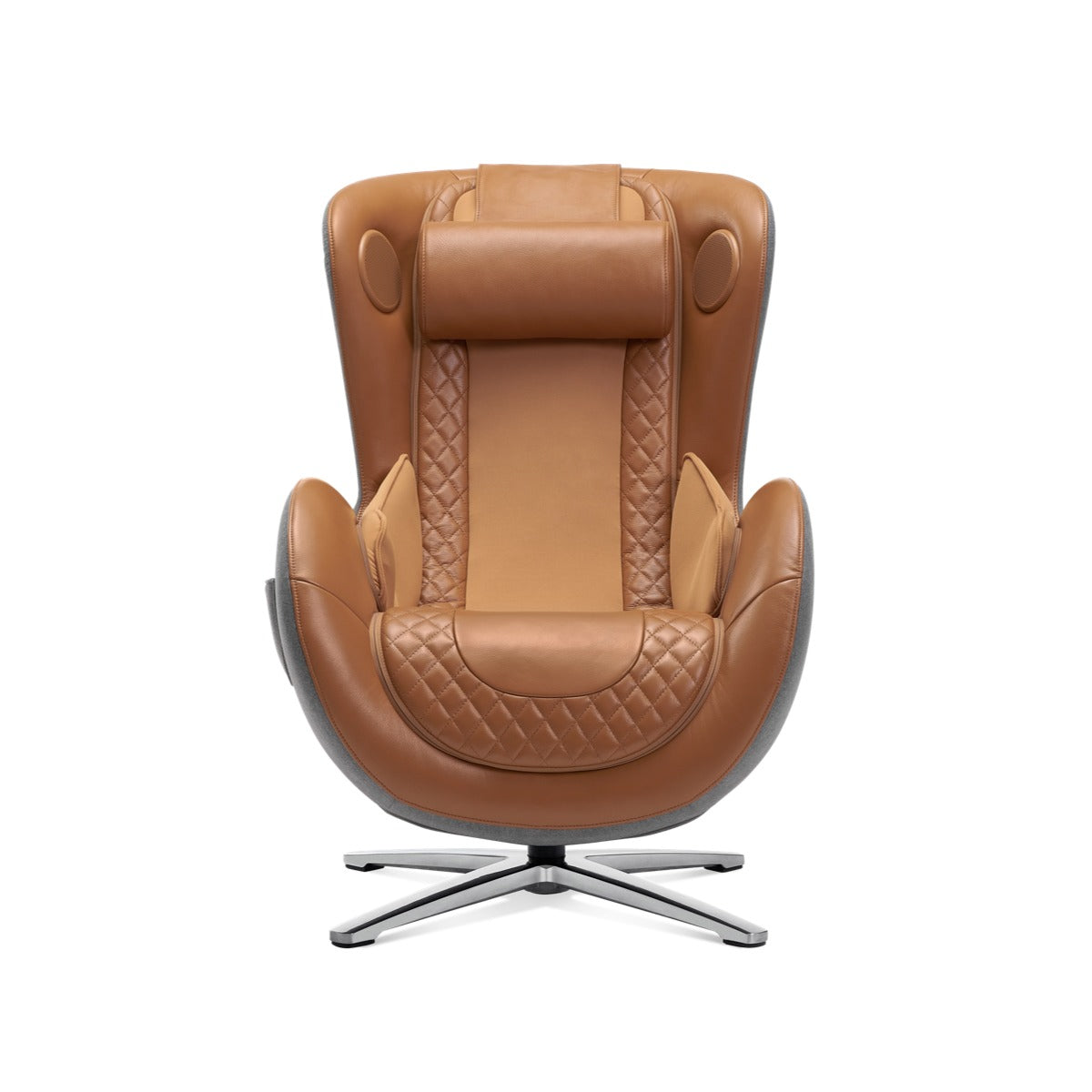 N-0003CR-V2,Brown leather armchair with quilted design on a white background