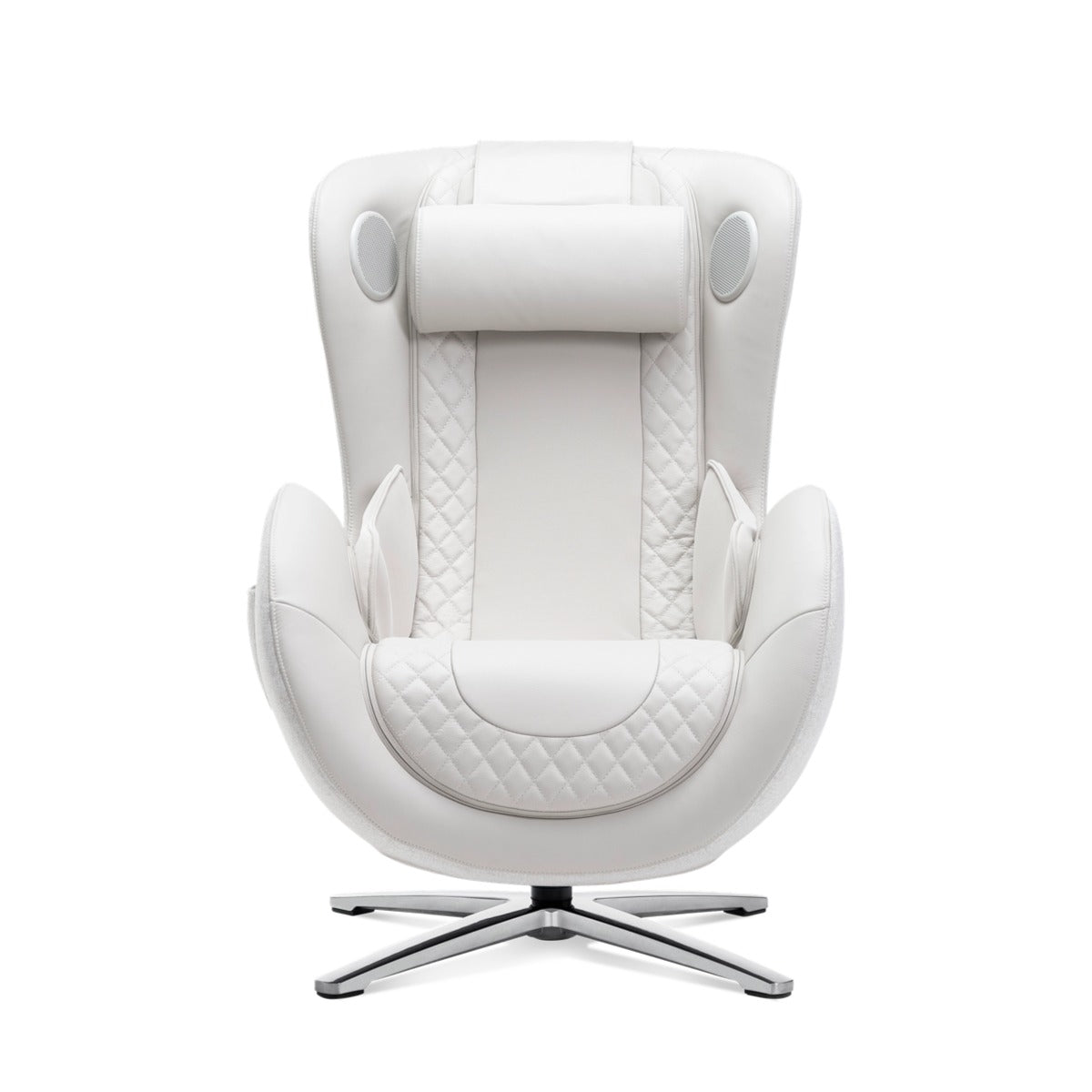 N-0003EW-V2,Elder White leather armchair with quilted design on a white background
