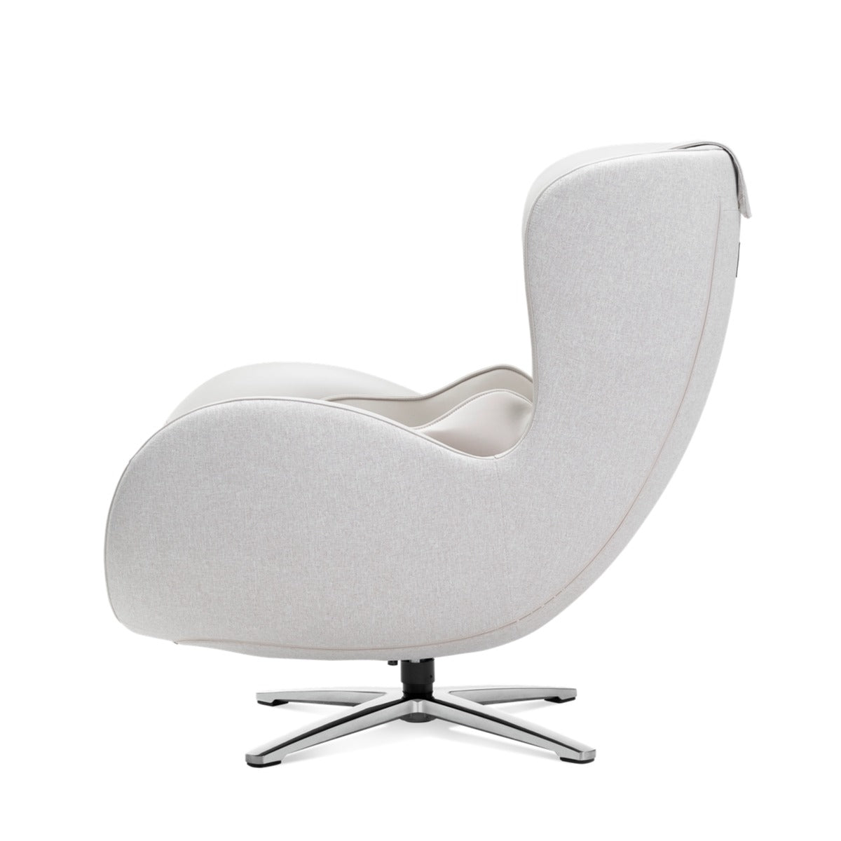 N-0003EW-V2,Modern egg-shaped chair with a white cushion on a white background