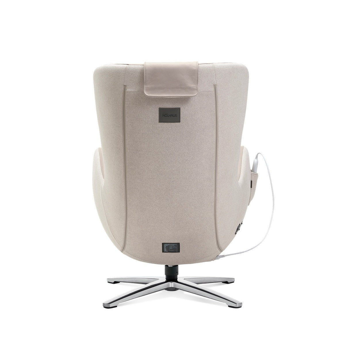N-0003MS-V2,Mellow Sand recliner chair with a swivel base on a white background