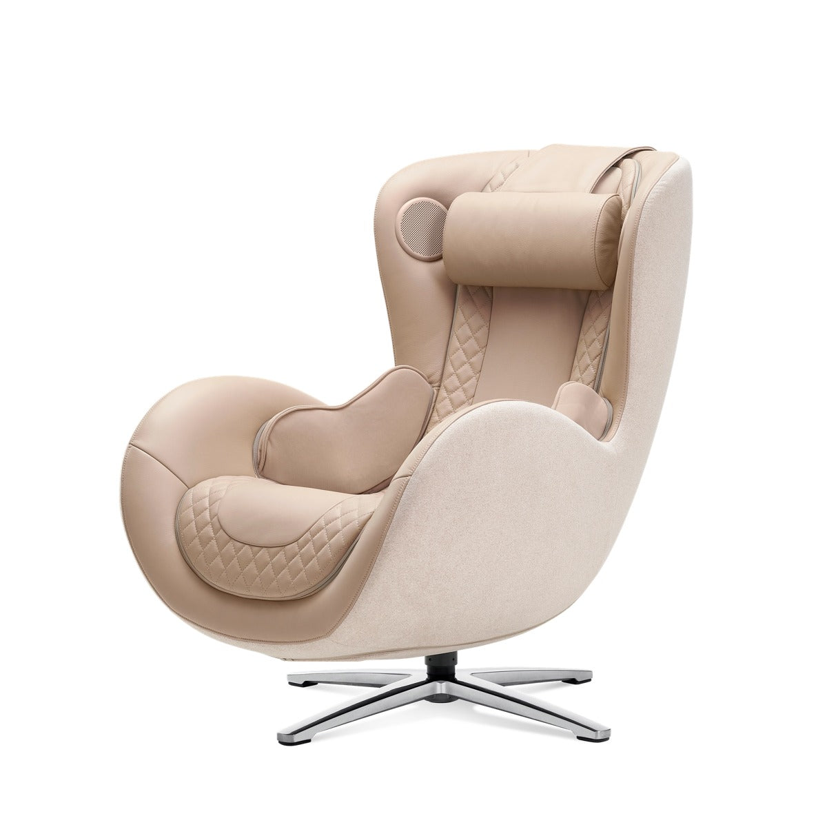 N-0003MS-V2,Mellow Sand armchair with quilted details on a white background