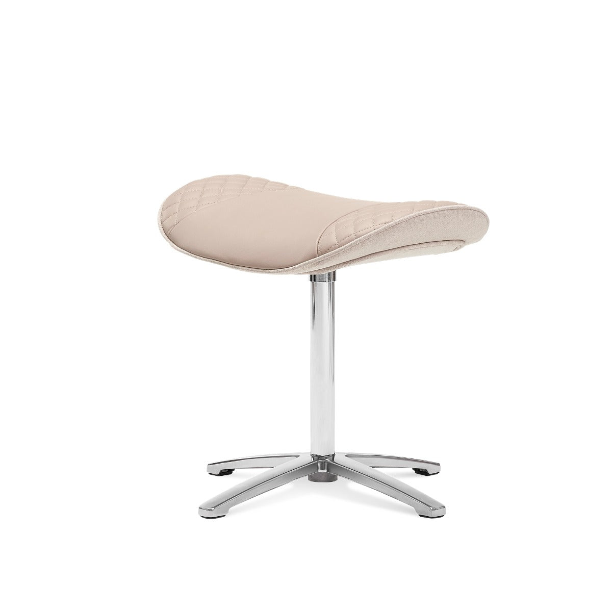 N-0003MS-V2,Mellow Sand saddle-style stool with a metal base on a white background