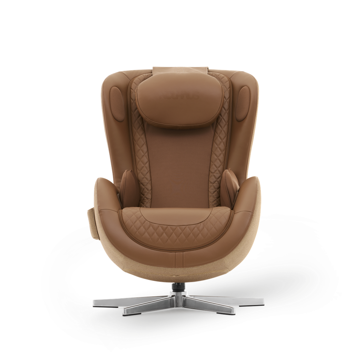 N-0004DC-V2,Dark Caramel leather armchair with quilted details on a white background