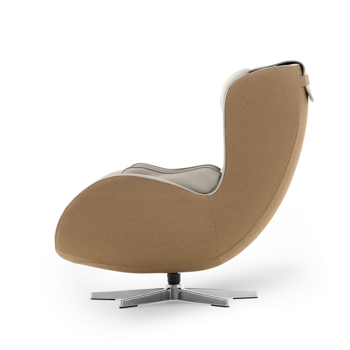 N-0004EW-V2,Elder White egg-shaped chair with a silver base on a white background