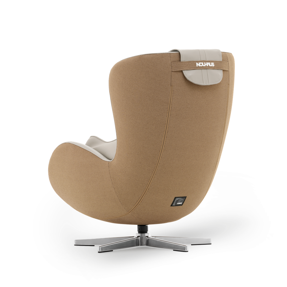 N-0004EW-V2,Elder White egg-shaped chair with a white base on a white background