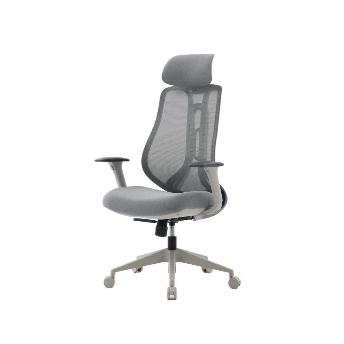 NHO-0025GR,Gray office chair with mesh back on a white background