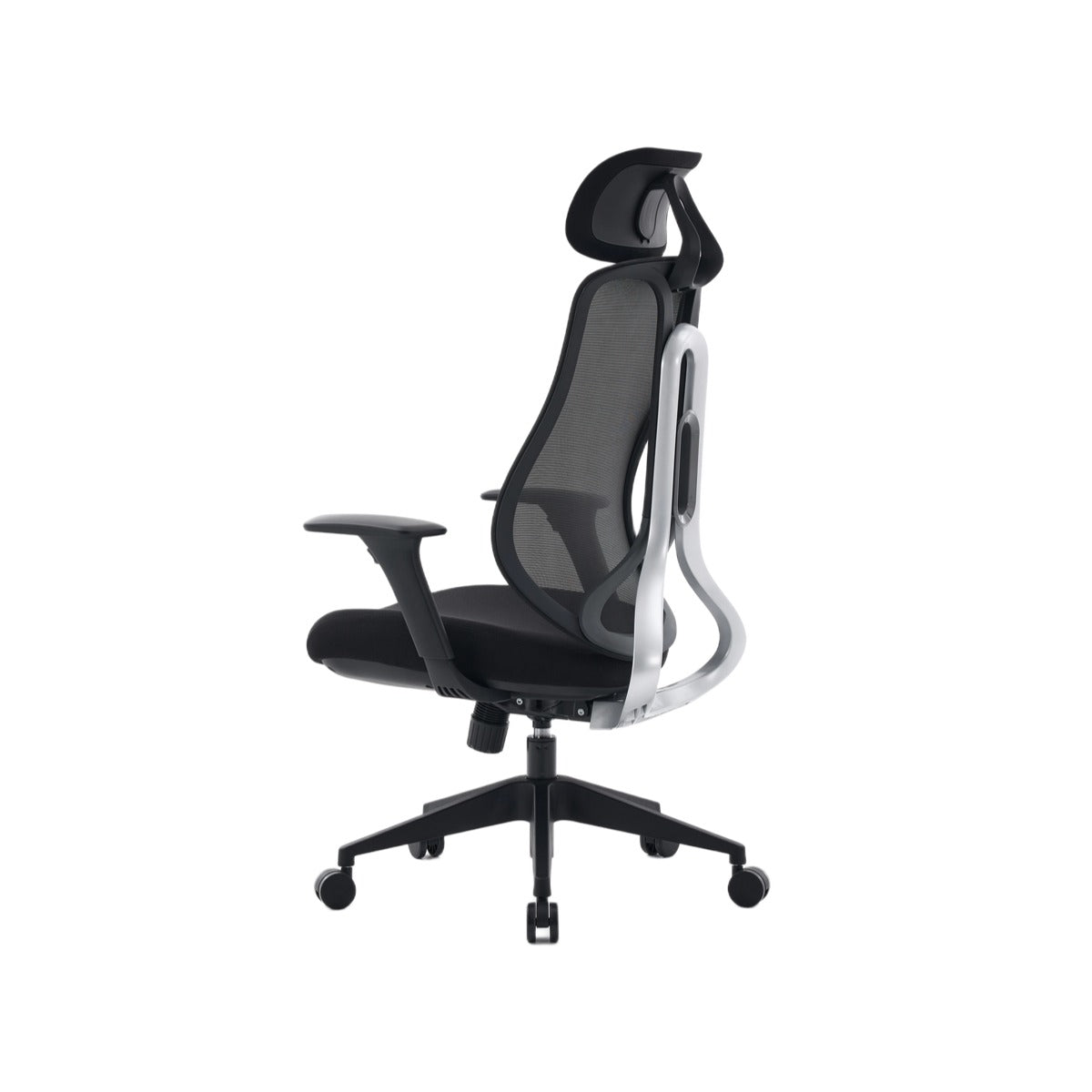 NHO-0025BL,Black office chair with adjustable armrests on a white background