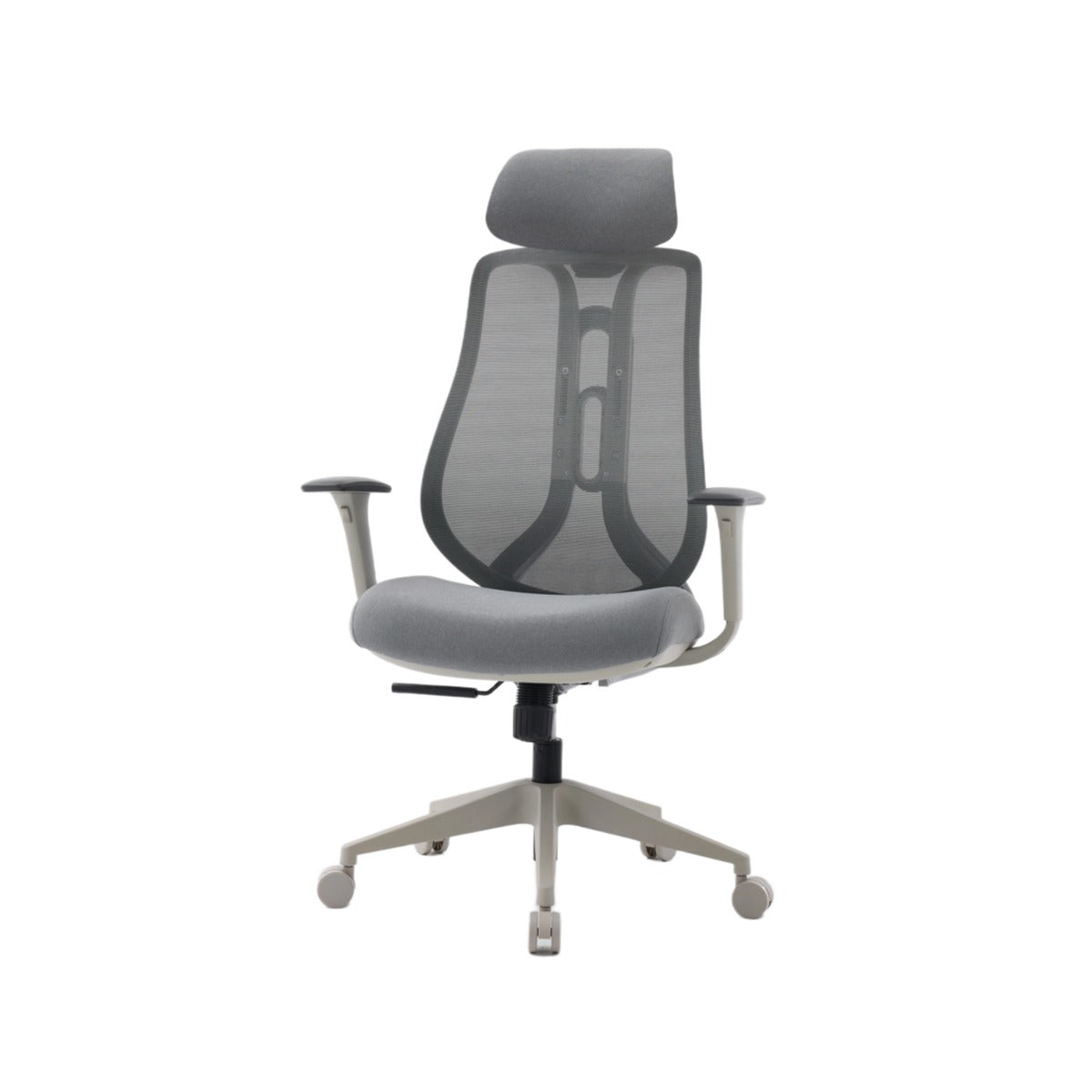NHO-0025GR,Gray office chair with mesh back on a white background