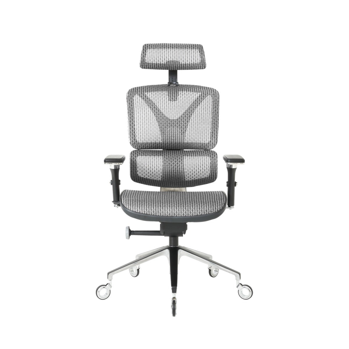 NHO-0005SR,Ergonomic office chair with headrest on a white background