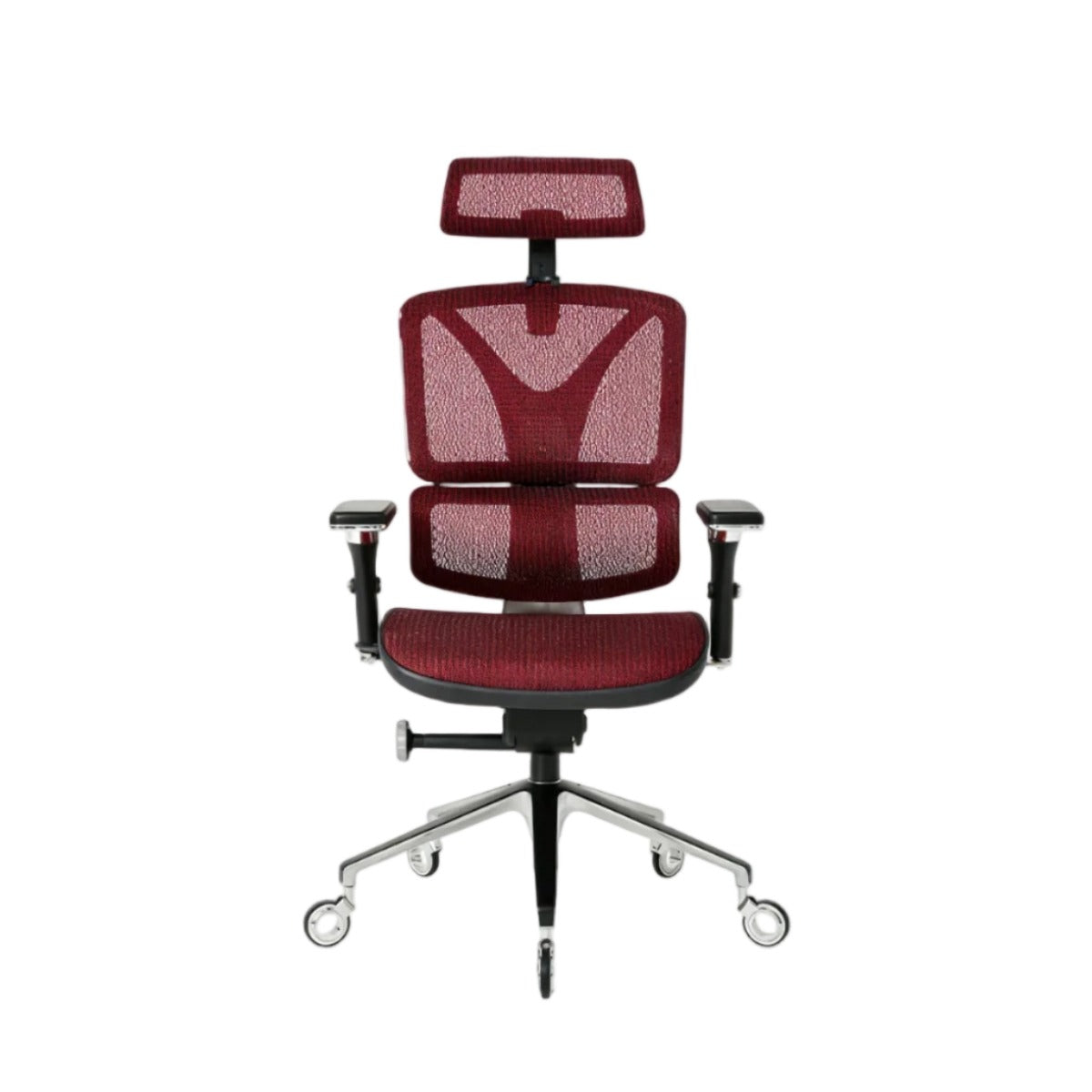 NHO-0005BG,Dark Burgundy office chair with mesh back and seat on a white background