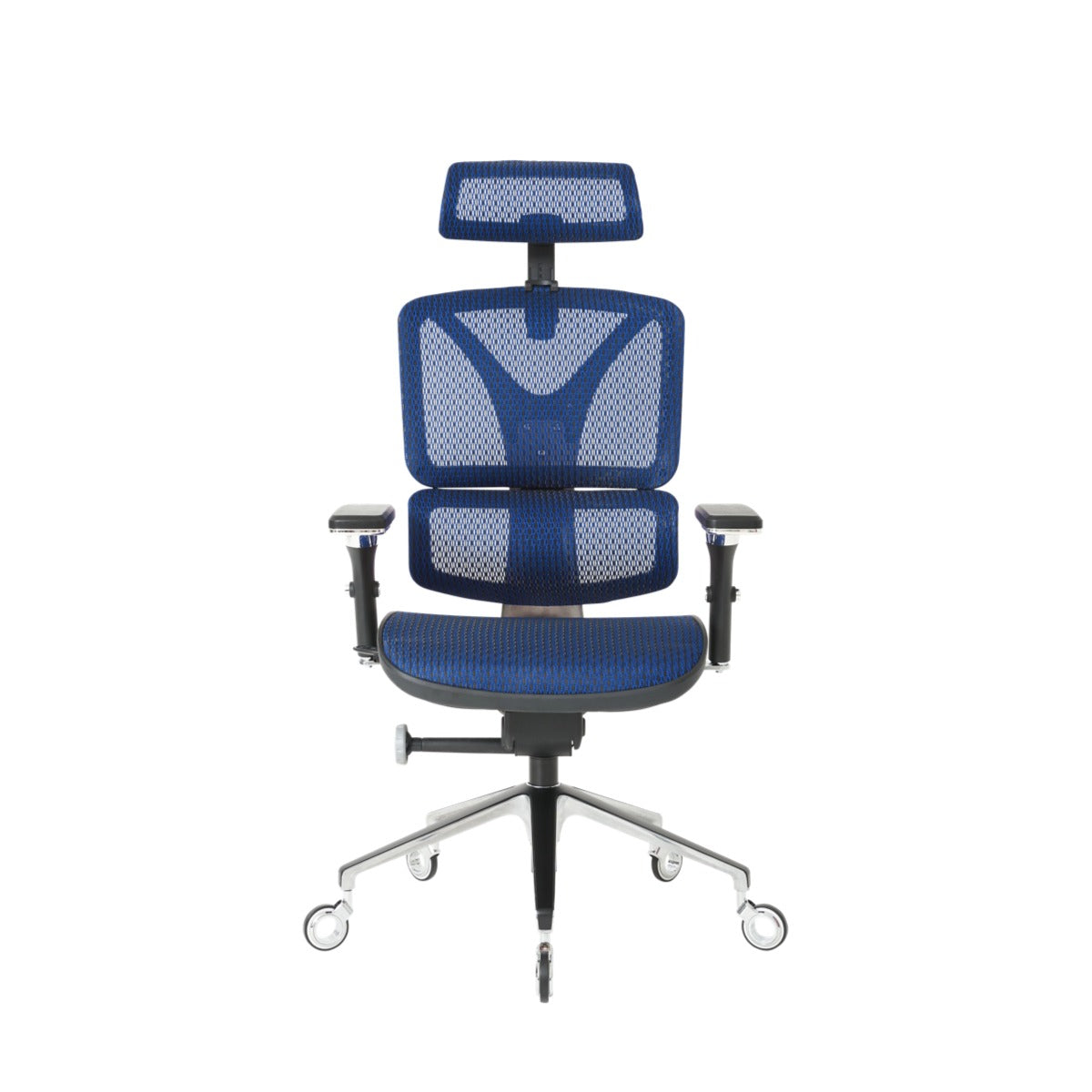 NHO-0005BU,Brilliant Blue office chair with mesh back and seat on a white background
