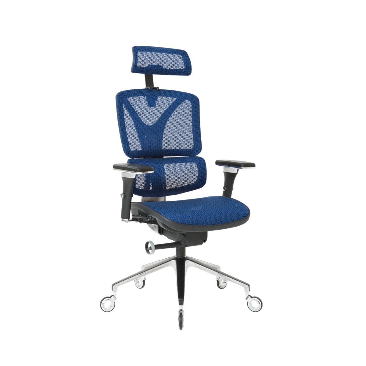 NHO-0005BU,Brilliant Blue office chair with mesh back and seat on a white background
