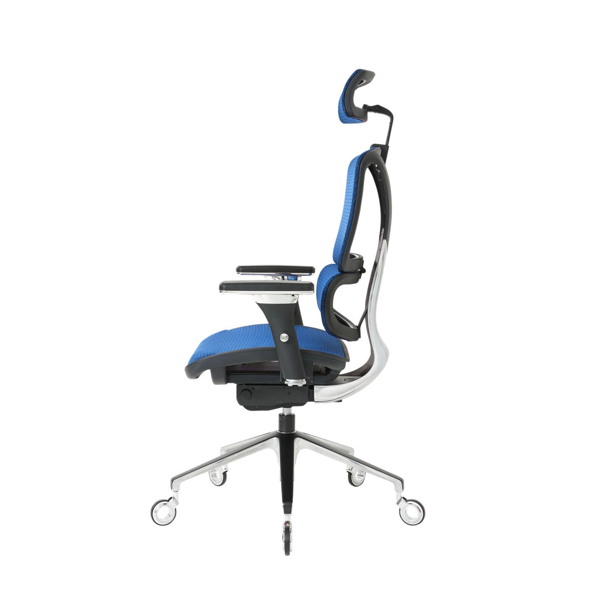 NHO-0005BU,Brilliant Blue office chair with adjustable features on a white background