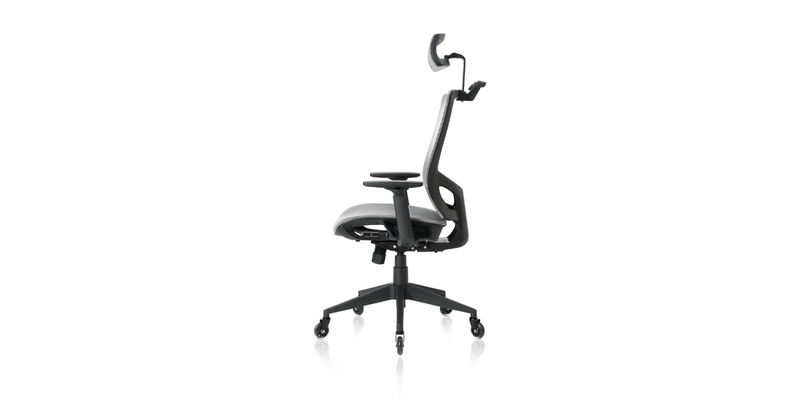 Side view of the Grey ErgoTask Ergonomic Task Office Chair with Headrest
