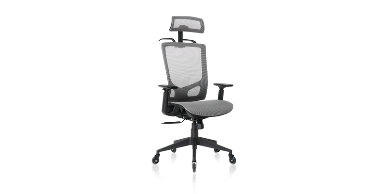 Grey ErgoTask Ergonomic Task Office Chair with Headrest