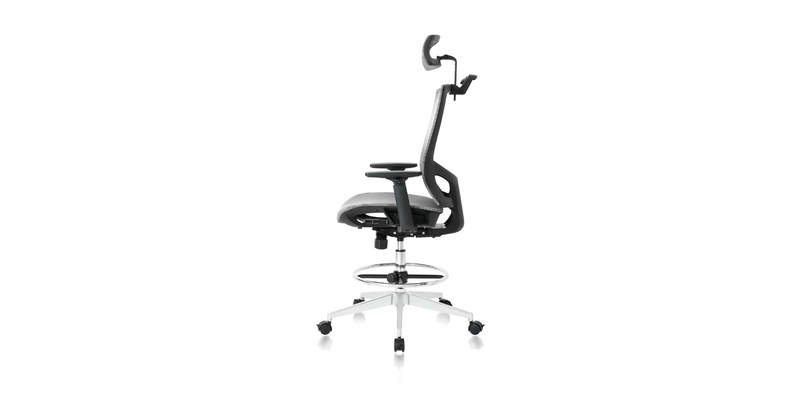 Black 2-in-1 Footrest & Ergonomic Desk Stool