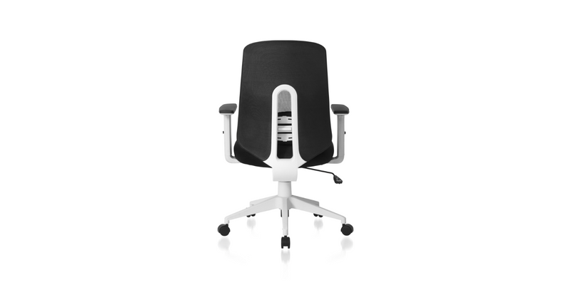 Back of the Black Palette Ergonomic Lumbar Adjust Rolling Office Chair