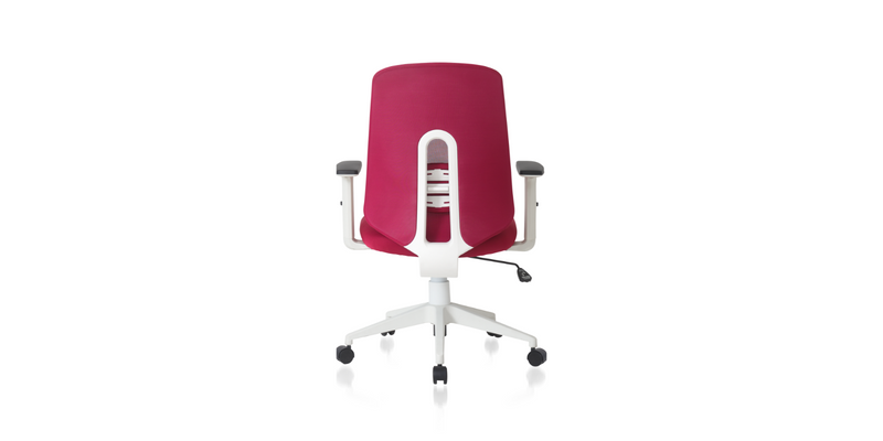 Back of the Red Palette Ergonomic Lumbar Adjust Rolling Office Chair