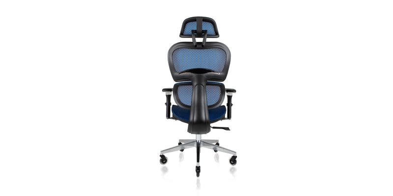 Backside view of the Ergo3D Ergonomic Office Chair - Brilliant-Blue