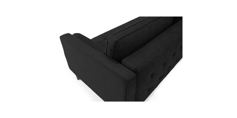 outer corner view - Black "Module" Ergonomic Sofabed