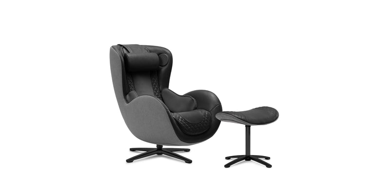 NOUHAUS Classic Leather Massage Chair with Ottoman, Space Black