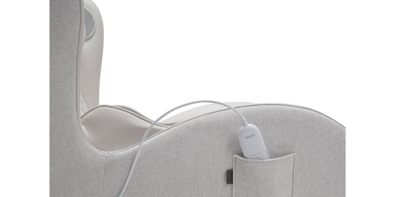 Sideview of the elder white "Classic V2" Massage Chair with Remote Control