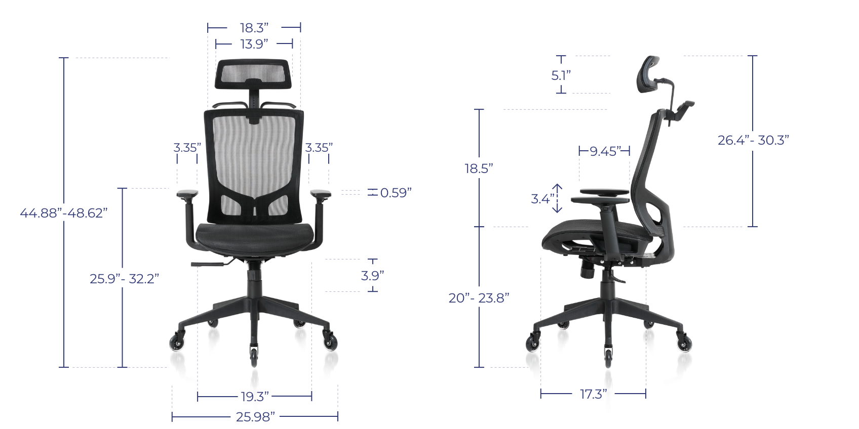 NOUHAUS ErgoTask - Ergonomic Task Office Chair with Headrest Gloss Black