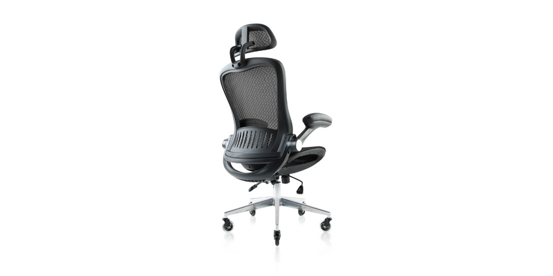 Back angled view of the ErgoFlip Mesh Computer Chair - Black
