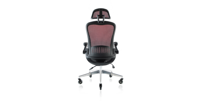 Back view of the ErgoFlip Mesh Computer Chair - Burgundy