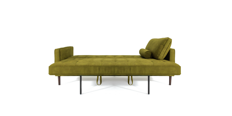 Folded out Moss Green "Module" Ergonomic Sofabed