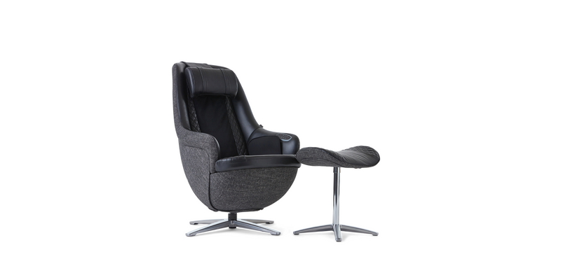 Black "Modern" Massage Chair with Ottoman