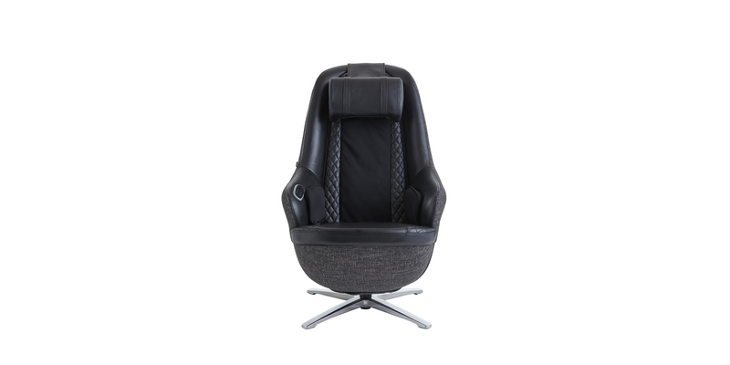Front view of the black "Modern" Massage Chair with Ottoman