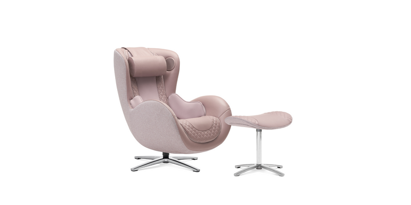 Pale rose "Classic V2" Massage Chair with Ottoman